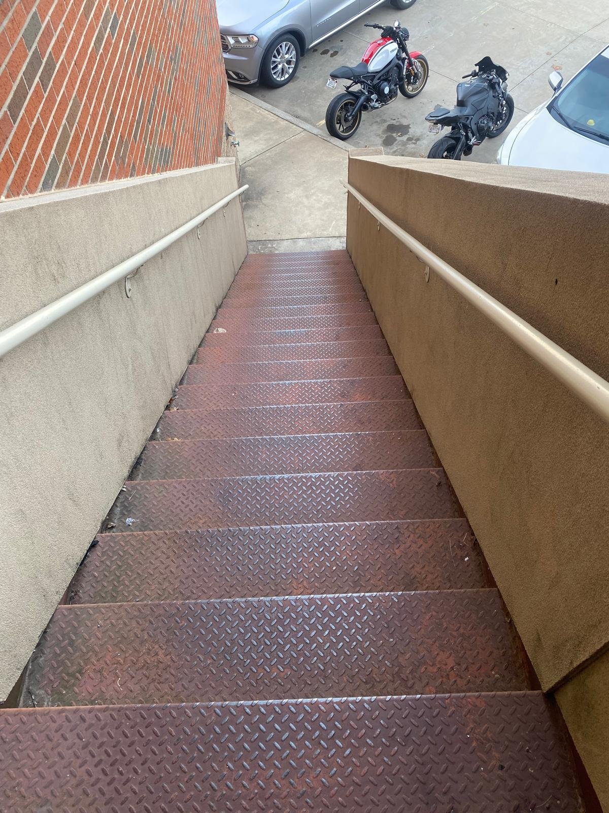 Neglected exterior and back stairs